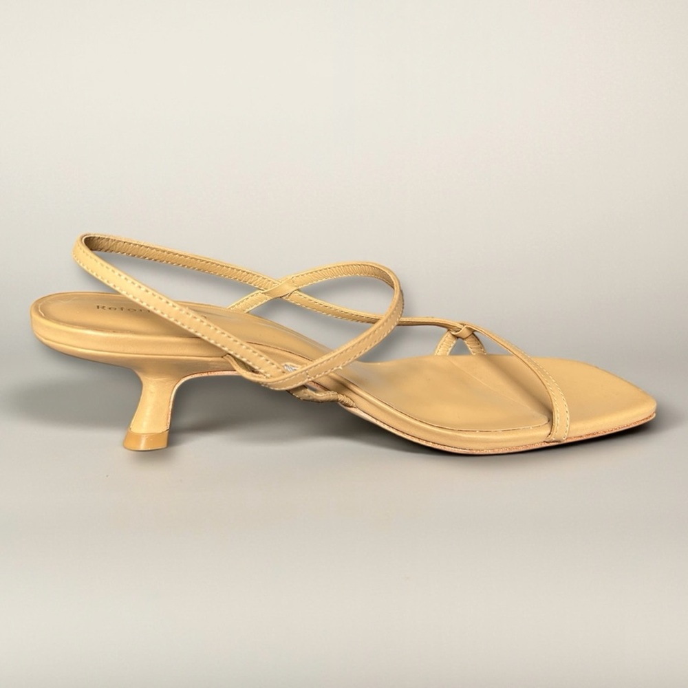 🎉SALE Reformation Serenity Bare Kitten Heel Strappy Sandals Tan Nude - Picture 4 of 6